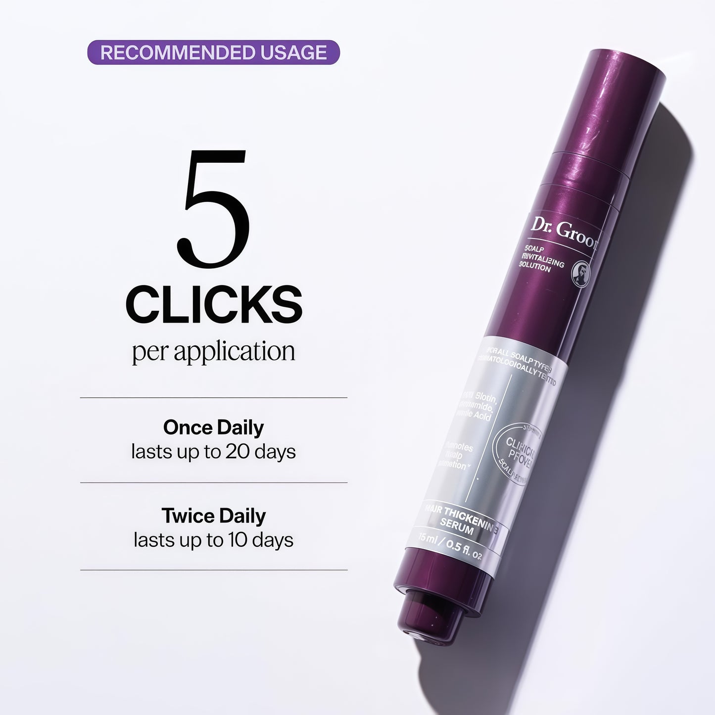 Dr. Groot Award-Winning Hair Thickening Serum for Hair Loss, Thinning Hair, Korean Hair Care, Scalp Treatment, Clinically Tested, Thicker, Reduces Oil, Roll On